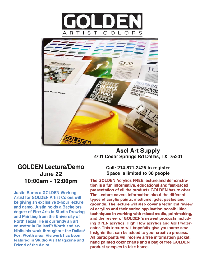 Asel Art Supply presents Golden Artist Free Lecture / Demo – FILLED