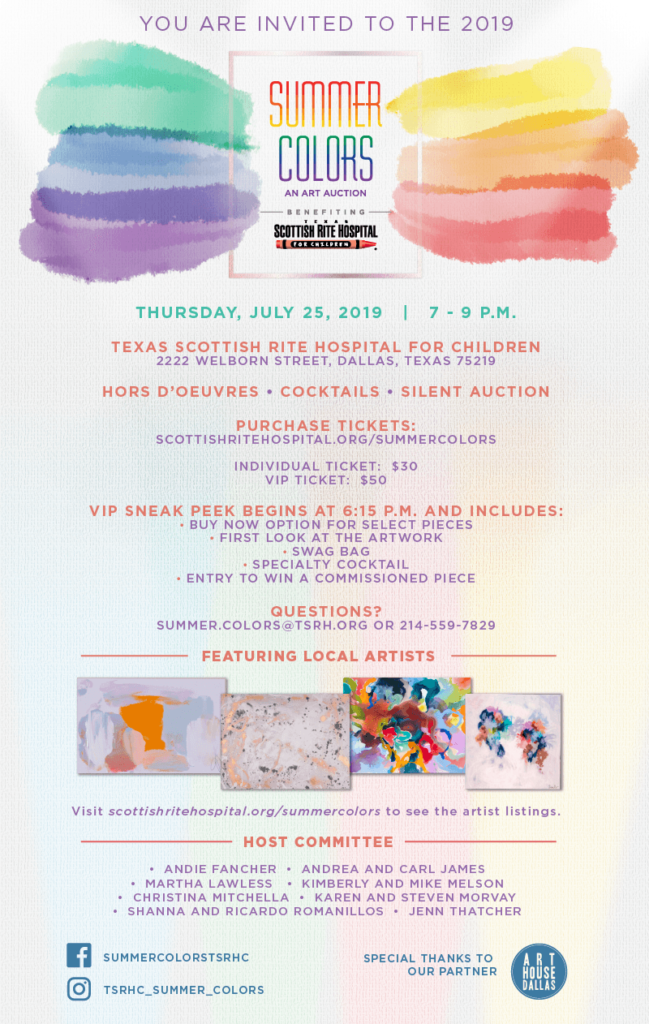 Summer Colors – Art Auction for Texas Scottish Rite Hospital for Children July 25