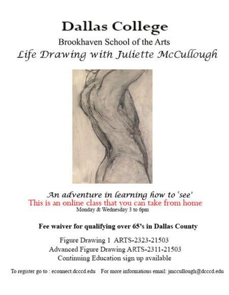 Juliette McCullough Online Life Drawing Class at Dallas College