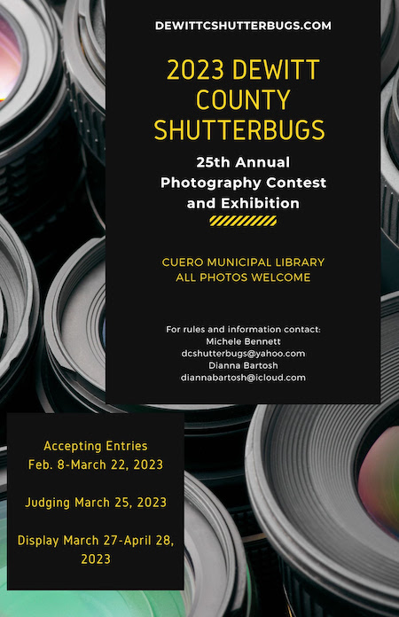 DeWitt County Shutterbugs 2023 Photography Contest and Exhibition call for entries